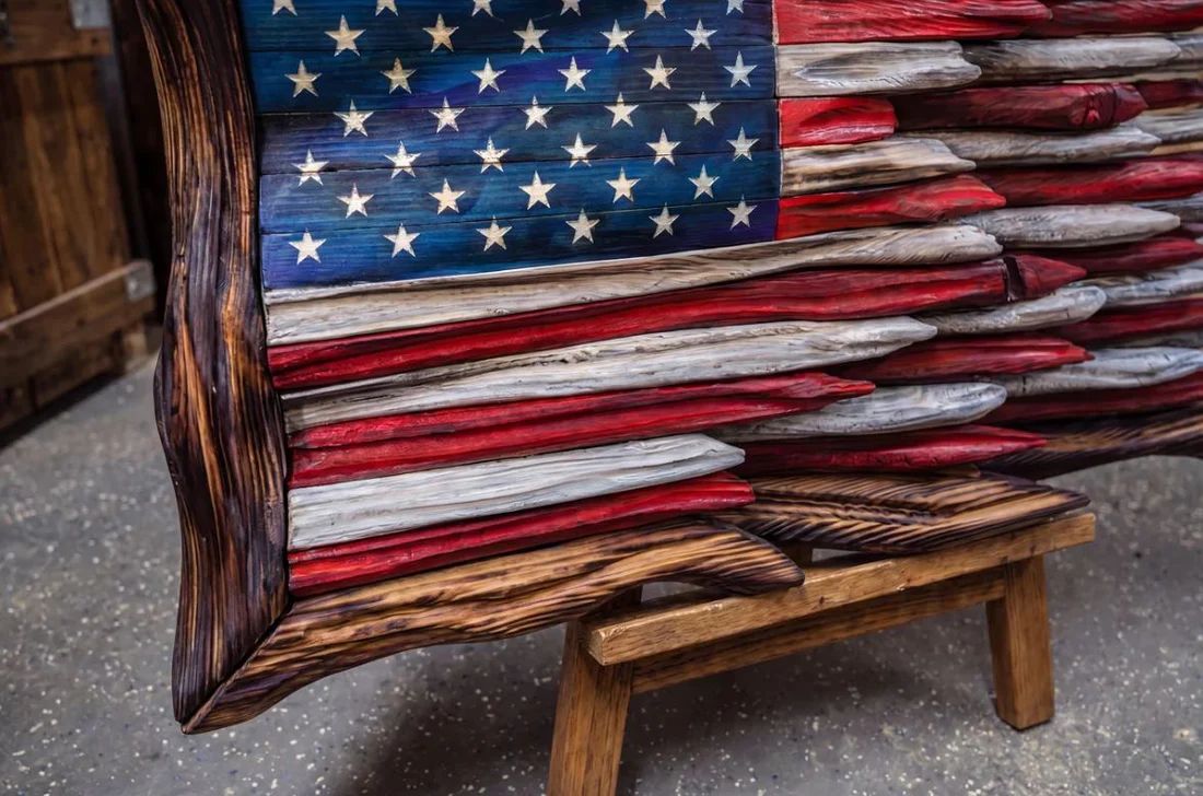 USA Vintage Wooden Flag
