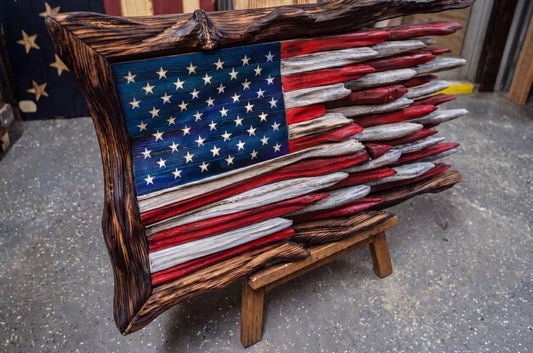 USA Vintage Wooden Flag