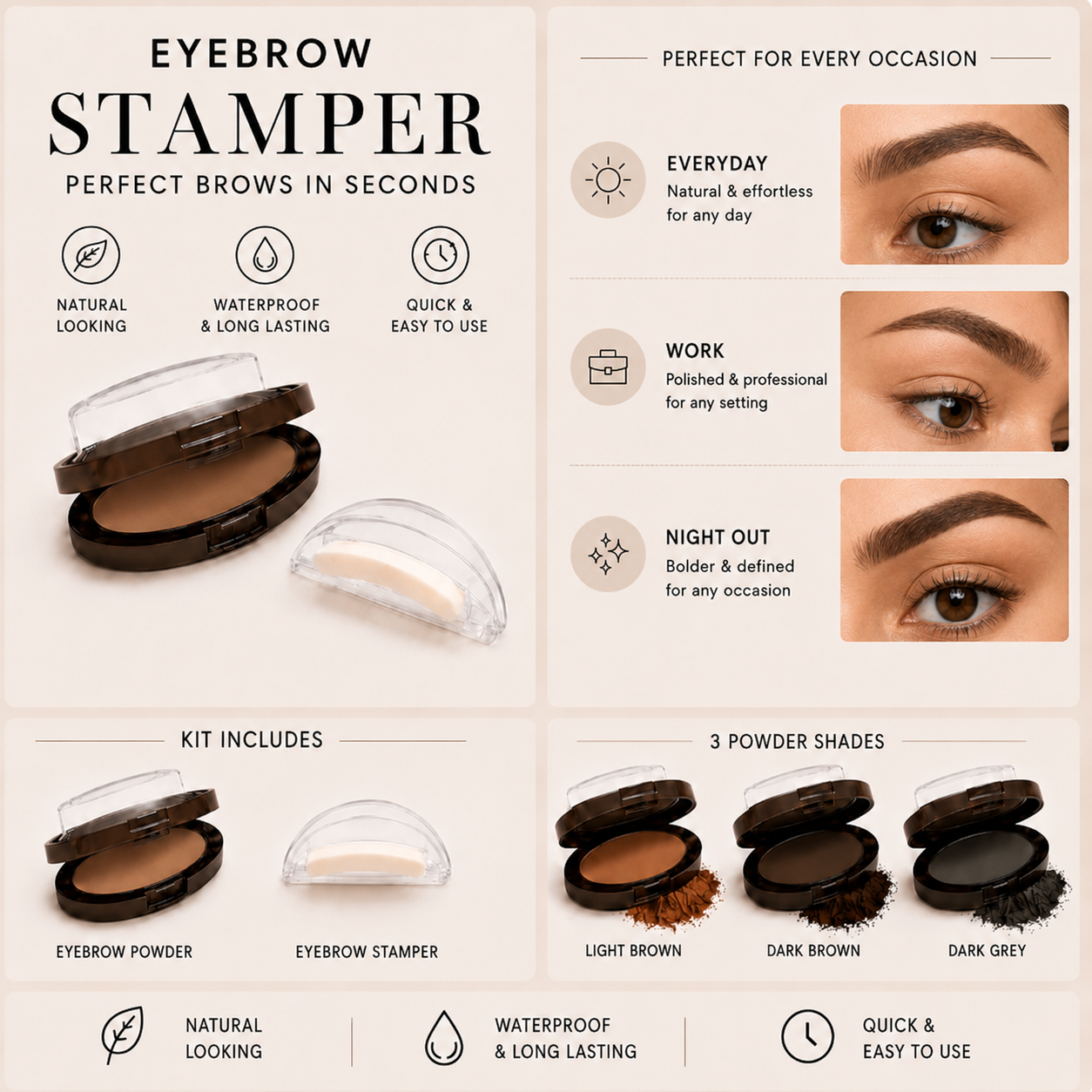 Brow Stamp & Powder Kit with Brush